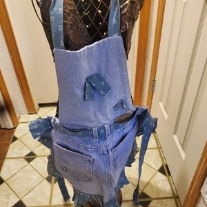 Upcycled Denim Apron W/Pockets